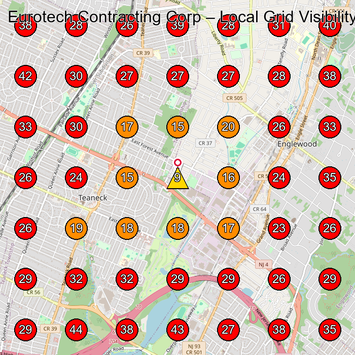 Eurotech Contracting Corp GeoGrid visibility map for Roofing Contractor in Fort Lee